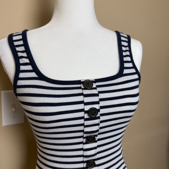 Abercrombie & Fitch Navy Stripped Top- Small - Picture 2 of 7